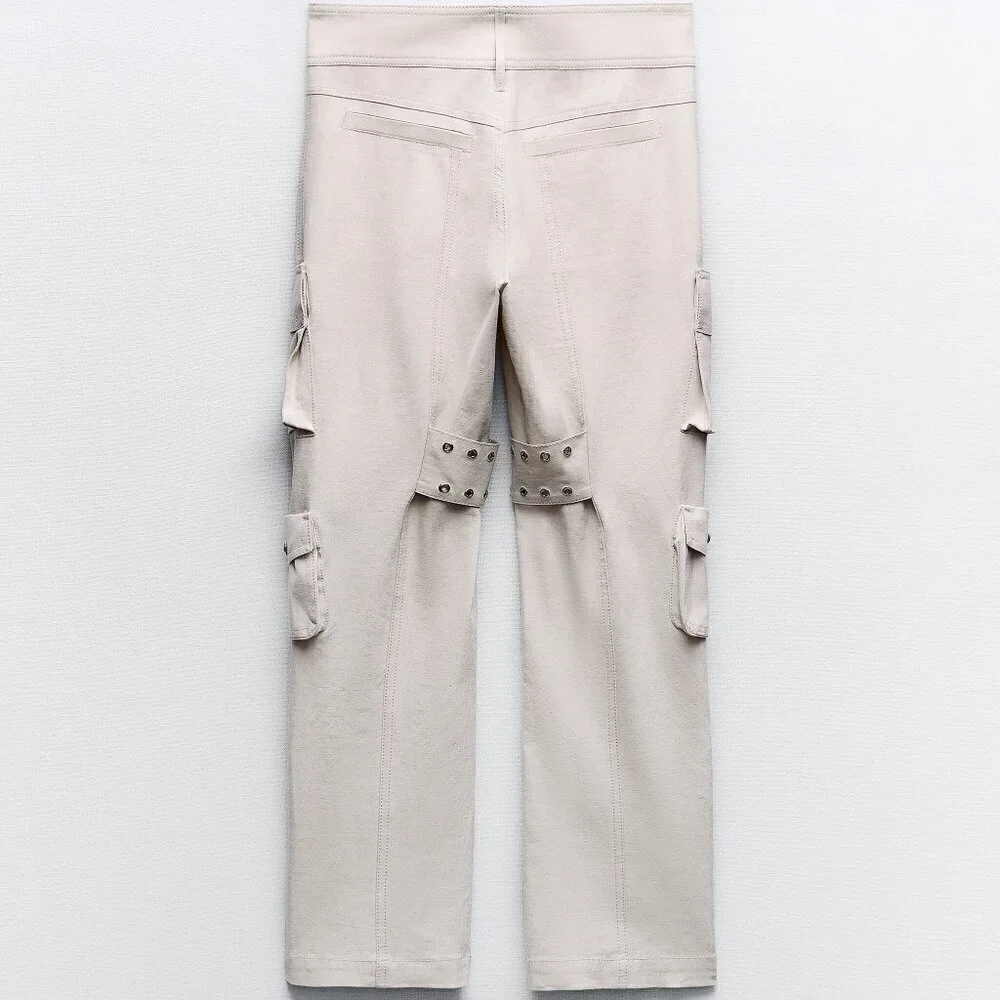 ZARA LINEN BLEND CARGO PANTS LIMITED EDITION